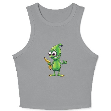 Discover Green Alien meets Funny Banana Crop Tank Top