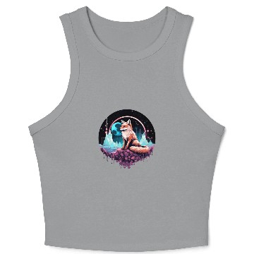 Discover Celestial moon flower fox sitting tall Crop Tank Top