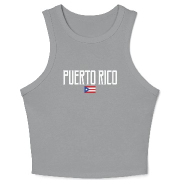 Discover Puerto Rico Flag White Text Crop Tank Top