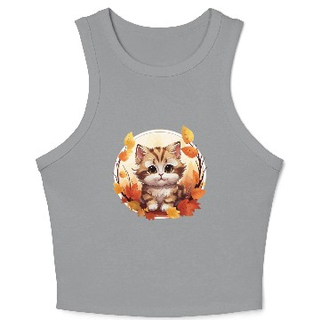 Discover Autumn Cat in Sunset: Sweet Serenity Crop Tank Top