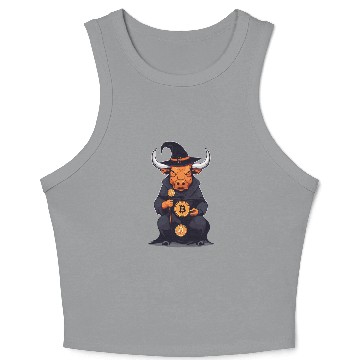 Discover Halloween Bitcoin Wizard Bull Crop Tank Top
