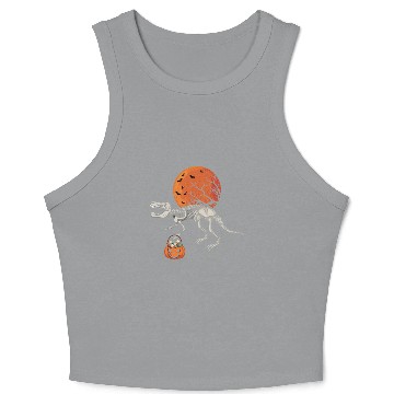 Discover Dinosaur Skeleton Lazy Creepy Halloween Crop Tank Top