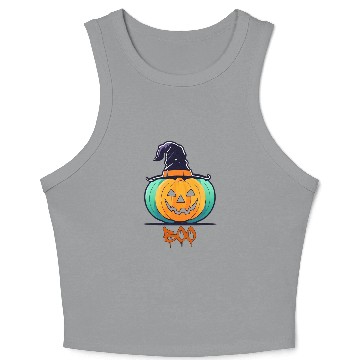 Discover Creepy Halloween Wizard Pumpkin Crop Tank Top