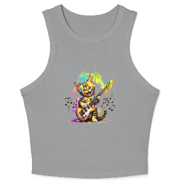 Discover Metal Meow Kitty - Rainbow Crop Tank Top