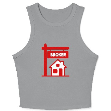 Discover Red Logo Broker with text BROKER Crop Tank Top