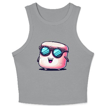 Discover Cool Marshmallow with Sunglasses: Casual Design Crop Tank Top