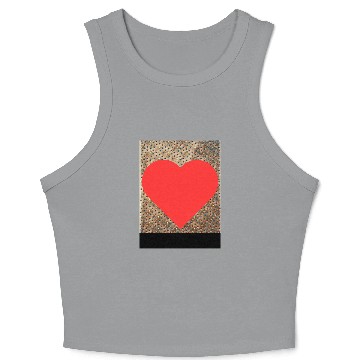 Discover Romantic Red Love Heart on Brown Dotted Background Crop Tank Top