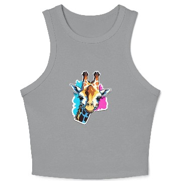 Discover Giraffe Color Splash Giraffe Head Crop Tank Top