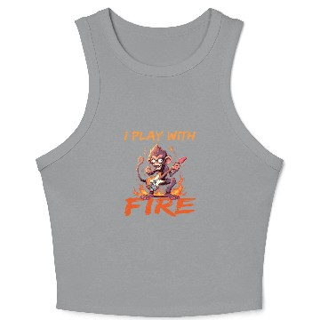 Discover Monkey Chimpanzee Guitar I Play With Fire Crop Tank Top
