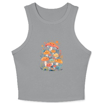 Discover Cute Mushroom Creatures Crop Tank Top
