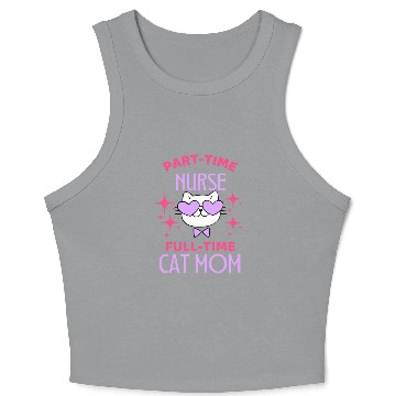 Discover Funny Nurse Cat Mom Lover Crop Tank Top