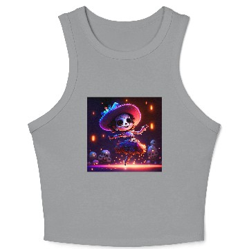 Discover mexican skeleton lady baby dancing Crop Tank Top