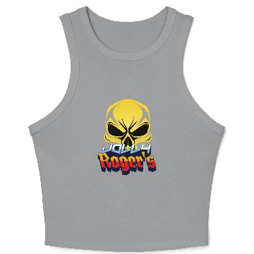 Discover Jolly Roger Yellow Skull on a Purple Background Crop Tank Top