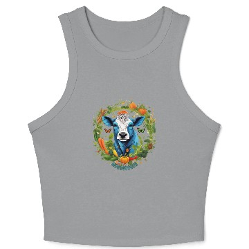 Discover cow animals vegetarian Crop Tank Top