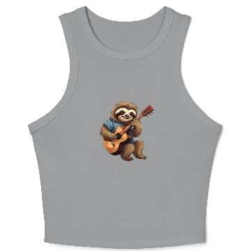 Discover Sloth Guitar Player Crop Tank Top