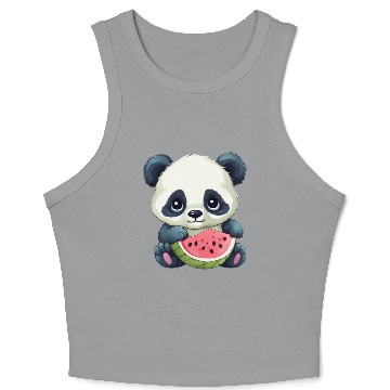 Discover Cute panda girl with watermelon Crop Tank Top