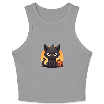 Discover Halloween cartoon cat Crop Tank Top