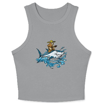 Discover Lazy Sloth With Guitar Riding Shark Crop Tank Top