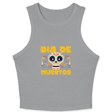 Discover Mexico Skull October Flowers Crop Tank Top