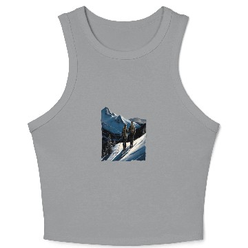 Discover Skiing Ski Snow Mountain Skier Couples Crop Tank Top