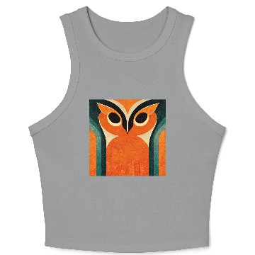 Discover Mod Owl: Big Bold Orange Owl Crop Tank Top