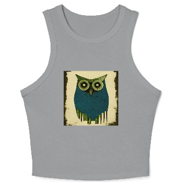 Discover Mod Owl: Woodcut Owl Crop Tank Top