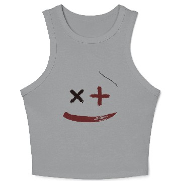 Discover White and Black Smile Confuse Crop Tank Top Template 2