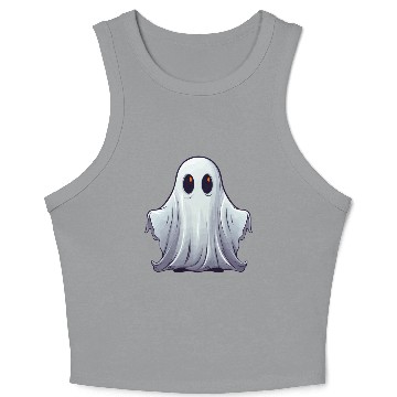 Discover Funny Halloween Pumpkin With Cute Ghost Crop Tank Top