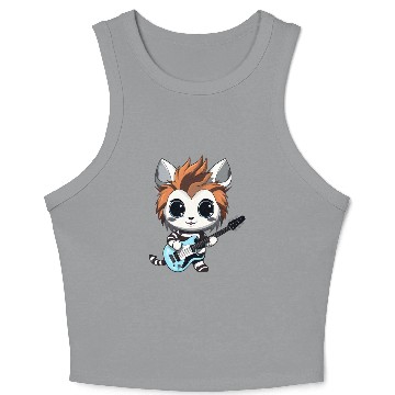 Discover Chibi Zebra Playing Electric Guitar Crop Tank Top