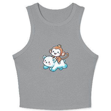 Discover Polar Bear Cute Monkey Companion Crop Tank Top