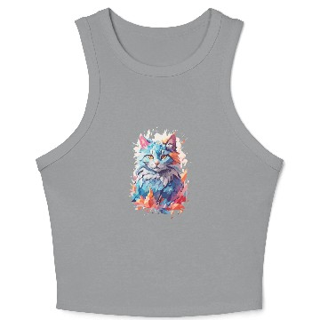 Discover Cute Crystal Fantasy Cat Design Crop Tank Top