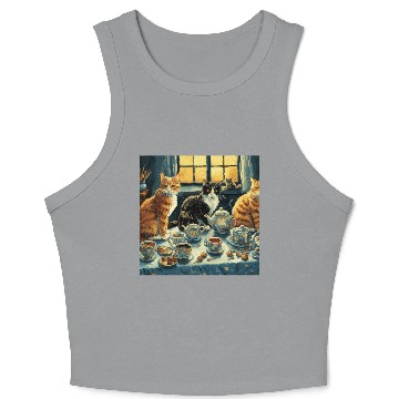 Discover Tea Cats - The Van Gogh Cats Collection Crop Tank Top