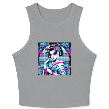 Discover Japan Geisha Retrowave Synthwave Cyberpunk Crop Tank Top