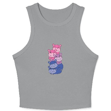 Discover Bisexual Flag Pride Lgbtq Cute Hippo Crop Tank Top