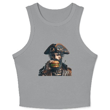 Discover Steampunk Pirate Eating Burger Crop Tank Top