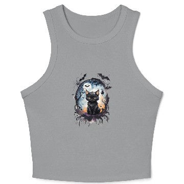 Discover "Bat-Kissed Kitten" Crop Tank Top