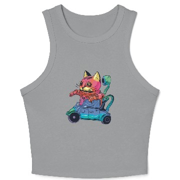 Discover Robot Cat Driver Cat Lover Crop Tank Top