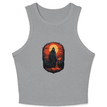 Discover Spooky Halloween Grim Reaper Crop Tank Top