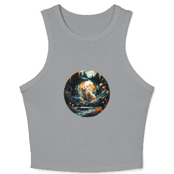 Discover Double Exposure Polar Bear Mom and Cub Gift Crop Tank Top
