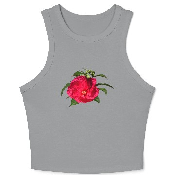 Discover Dark Pink Hibiscus Crop Tank Top