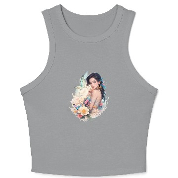 Discover lady flower butterfly Crop Tank Top