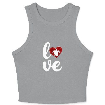 Discover Sea Turtle Lover Buffalo Plaid Love Turtle Crop Tank Top