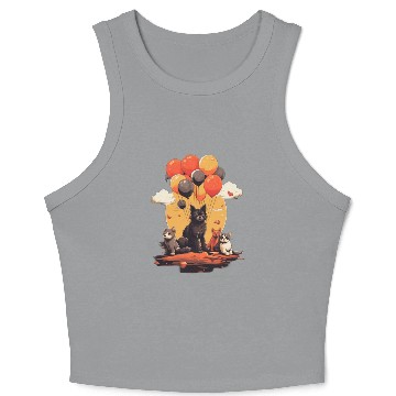 Discover Cats, Dogs & Balloons Crop Tank Top