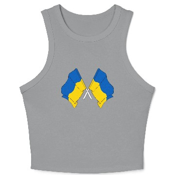 Discover Two flags of Ukraine crossed Crop Tank Top