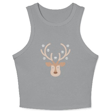 Discover Reindeer Head With Snowflakes Crop Tank Top