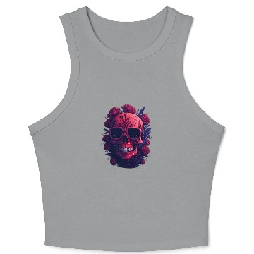 Discover red skull Crop Tank Top
