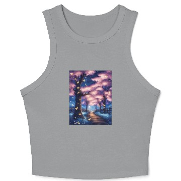Discover Fireflies In Cherry Blossom Trees Crop Tank Top