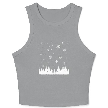 Discover Snowflakes And Pine Trees Crop Tank Top