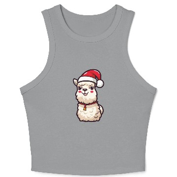 Discover CUte Llama Wearing Santa Hat Crop Tank Top