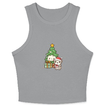 Discover Cute Sloth with Christmas Tree Crop Tank Top